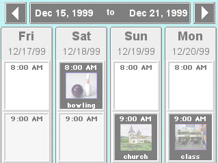 Image: showing weekly schedule
